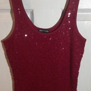 Express Burgundy Sequin Tank Top
